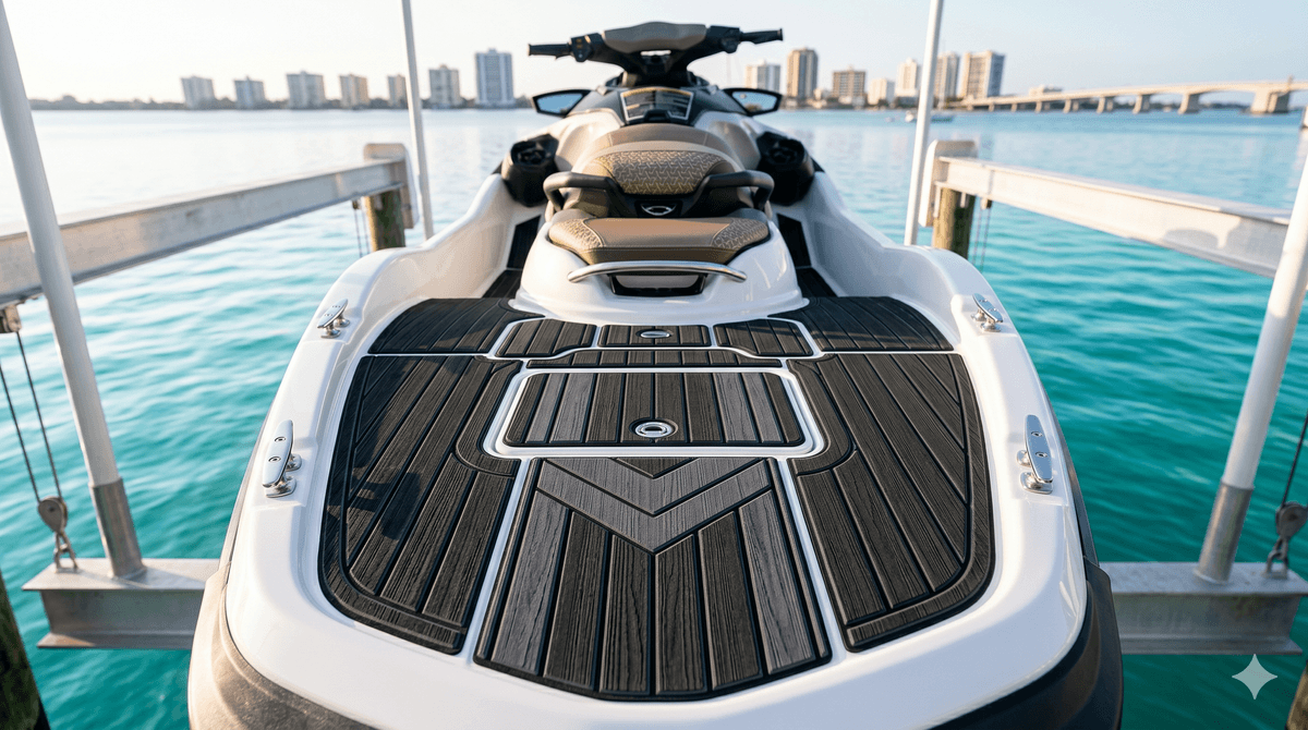 Custom jet ski EVA foam decking with high-grip pattern